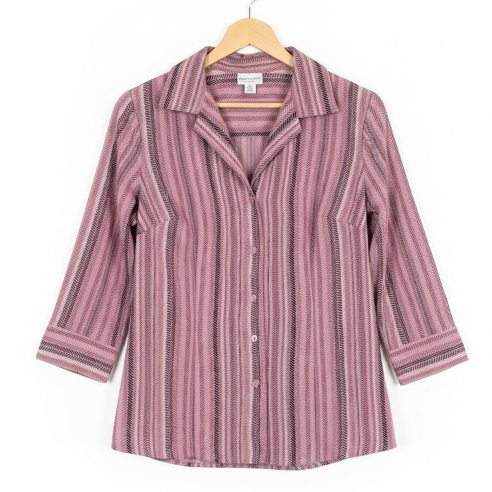 Covington Mauve and Black Vertical Stripe Button-Front Shirt
